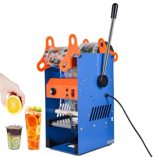 Máquina selladora de Vasos de Escritorio de 300 W, máquina selladora Manual de Vasos, con Control de Temperatura de 0-250 °C/luz indicadora/Bandeja extraíble, Adecuada para 72/78/90/95 mm