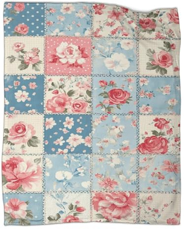 OSBELE Motivo patchwork Coperta Con Motivi Coperta Calda Da Campeggio Per Esterni Stile vintage Coperta Leggera Per Divano 70x80inch(180x200cm)