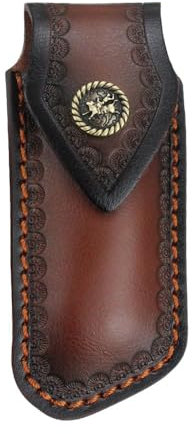 Étui a Couteau de Poche,Etui a Couteau Pliant en Cuir avec Trou de Suspension pour Ceinture et Fermeture a Pression pour Hommes et Femmes,Chasse,Camping,Jungle,Exploration (Couteau Non Inclus)