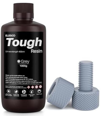 ELEGOO Tough Resin, 3D Drucker Resin Grau 1000g | Hoher Schlagzähigkeit, hoher Zähigkeit, 3D Resin für MSLA 3D Drucker