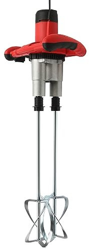 Mezclador de mortero, 2800 W, agitador doble, 6 marchas, velocidad de ralentí: 0-390 rpm, agitador de hormigón para pintura al óleo, cemento, mortero fino, longitud de la varilla: 530 mm (rojo)