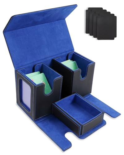 Azyvum Commander Deck Box - Caja de juego de cartas con ventana de visualización, 2 cajas de cubierta MTG extraíbles, fuerte magnético, con compartimento para 200 cartas