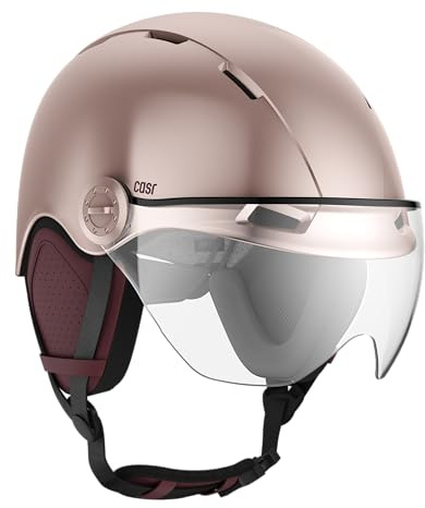 CASR Style - Casque Lifestyle Urbain pour Vélo & Trottinette Electrique - Visière Transparente & Cache-Oreille Amovibles - Confort Optimal pour Homme & Femme - Rose - Taille M