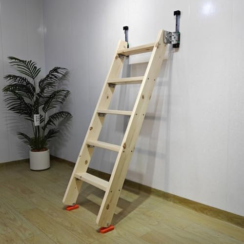 HAEKEBC Non-Slip Bed Bunkbed Ladders Wall Mounted Bunk Ladder Stairs Tall Bed Side Climb Ladder Adjustable Solid Wood Climbing Ladders For Loft Dorm(125cm/50inch)