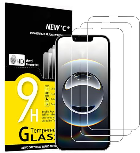 NEW'C 3 Pack Designed for iPhone 16e Screen Protector (6.1 inches),Enhanced Tempered Glass Protection, Case Friendly Scratch-proof, Bubble Free, Ultra Resistant