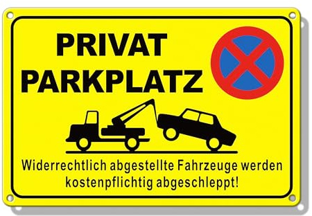 TAKULA Privatparkplatz Schild 30x20cm – Parkverbot für Innen & Außen | Reflektierendes Aluminium-Metallschild, wetterfest und rostbeständig. Ideal für Privatparkplätze und Firmengelände.