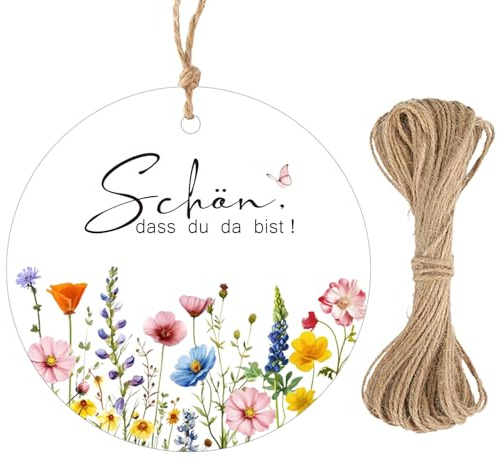 G2PLUS SCHÖN DASS DU DA BIST Geschenkanhänger: 5.5cm Round Etiketten Anhänger Tags mit 10m Schnur für Hochzeiten und Geburtstage, 50stk