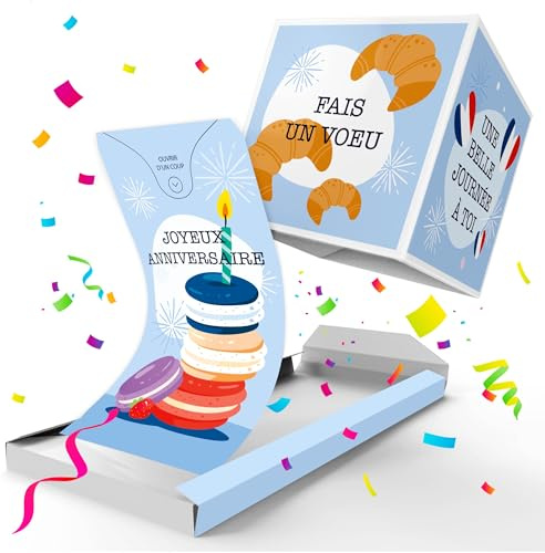 Notta&Belle FEEL LOVE EVERY MINUTE «BOUM!» Carte d'anniversaire Explosion Confettis – Carte Surprise Drôle et Originale, Blague Idée Prank pour Homme ou Femme