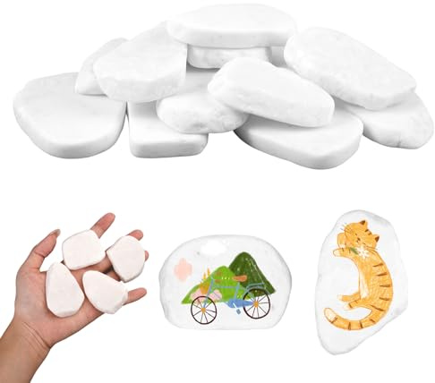 15 Pezzi Sassi da Dipingere, 3-8cm Pietre per Pittura, Pietre da Dipingere, Ciottoli Decorativi, Pietre Bianche da Giardino, Ciottoli Dipinti per Pittura Fai da Te, Decorazione per Acquario e Giardino