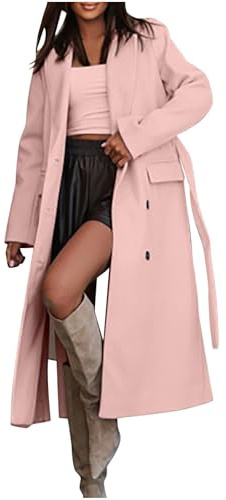 Generisch Abrigo largo para mujer, cortavientos, ligero, con cinturón, cortavientos para otoño e invierno, chaqueta de entretiempo, tallas grandes, abrigo de otoño, muy cálido, resistente al agua