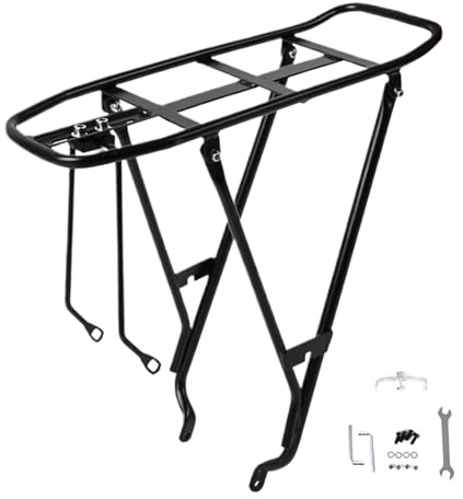 Ylnailky Portaequipajes Trasero para Bicicletas | Soporte de Carga Ancho y Reforzado para Alforjas,Accesorios De Transporte Estables Y Ajustables En Altura para Paseos En Bicicleta