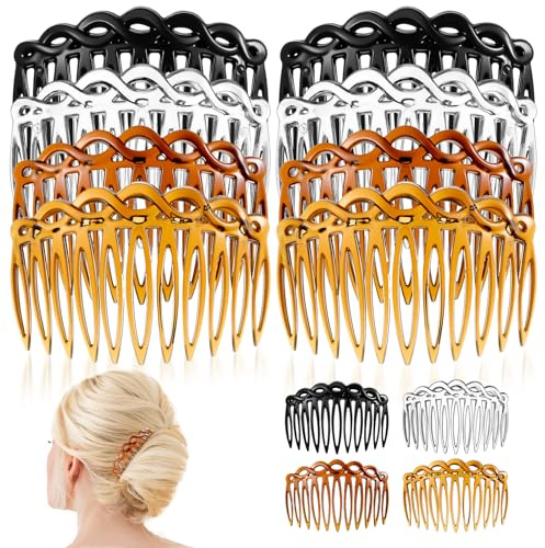 8 Pcs French Hair Comb Hair Side Combs Clips Decorative Combs for Women Plastic Twist Accessories Set Vintage Veil Teeth Comb for Fine Hairs Girls Bridal Wedding Multiple Hairstyles