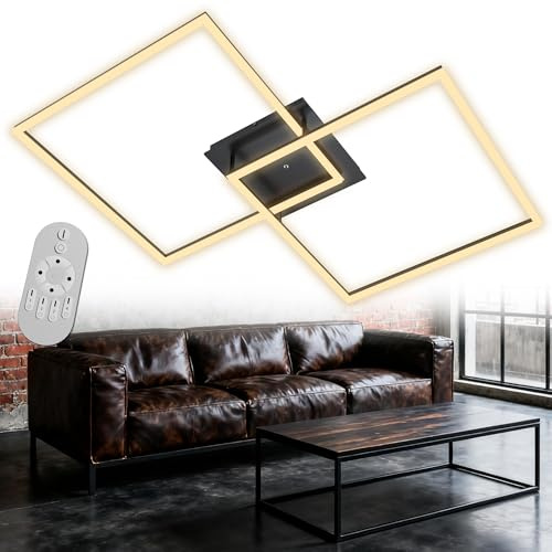 YRHome 72W LED Deckenleuchte Moderne Geometrische Deckenlamape Wohnzimmerlampe Eckig Deckenleuchten aus Metall Deckenbeleuchtung für Wohnzimmer Schlafzimmer Dimmbar Küchenlampe mit Fernbedienung