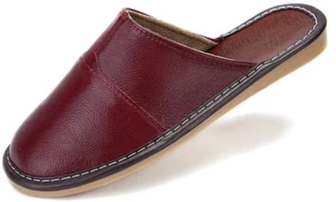 IRGVJIFR Herrtofflor läder sneakers för män, storlekar 35 till 44, Casa For, lyxiga unisex skor, Vinröd, 35 EU