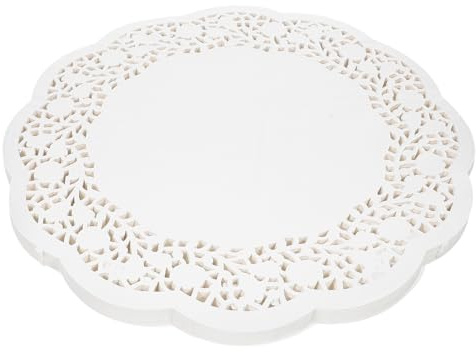 COLLBATH Napperons en Papier Dentelle Ronde 30 CM Papier Cuisson Résistant à L’Huile 140 Feuilles pour Gâteaux Desserts et Décoration de Table pour Fêtes et Anniversaires