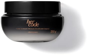 O Boticário | Her Code | Crema Corporal Hidratante Perfumada | 250 g | Crema Corporal Mujer | Her Code | Aroma Cereza, Jazmín y Sándalo | Hidratación 48h | Aterciopelada | Vegano