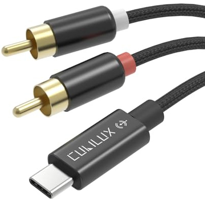 Cubilux Cavo di acquisizione audio da RCA a USB C, ingresso RCA a tipo C, ad alta risoluzione, 96 KHz/24 bit, cavo di registrazione analogico-digitale per cassette, mixer e lettori CD, 1,5 m (non per