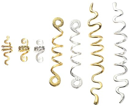 INOOMP 16pcs African Dreadlocks Hair Accessories Hair Beads Spiral Beads Clip for Braids Loc Jewelry Festival