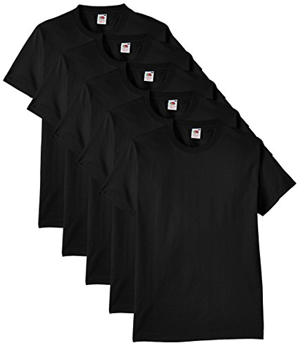 Fruit of the Loom Men's Heavy T Shirt, Black, L UK