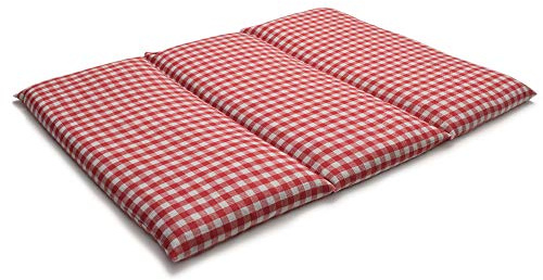 Coussin aux graines de lin - Taille 40x30-3 compartiments - rouge et blanc - Coussin thermique - Coussin aux graines - Compresse froide -