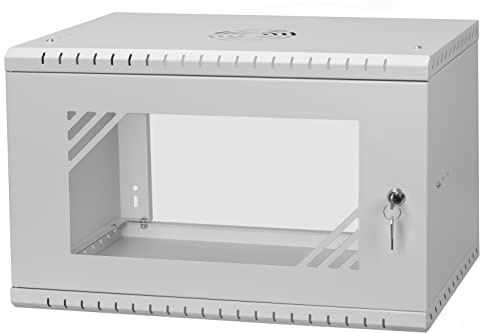 Stalflex Server Rack & Cabinet - 19 6U 450mm Heavy Duty Steel - Compatible with Rack Shelf and Rails - Hard Glass Door