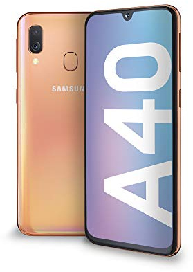 Samsung Galaxy A40 Smartphone, Display 5.9 Super AMOLED, 64 GB Espandibili, RAM 4 GB, Batteria 3100 mAh, 4G, Dual Sim, Android 9 Pie, [Versione Italiana], Coral