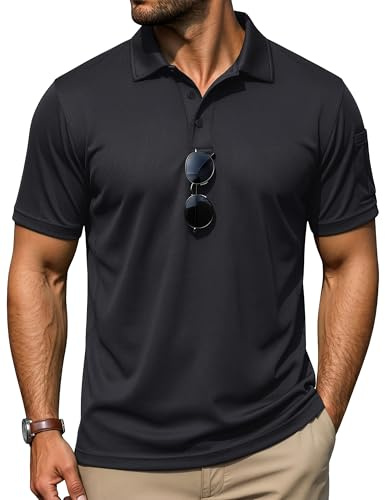 TACVASEN Men's Breathable Golf Polo Shirt Quick Dry Short Sleeve Casual Work Polo T-Shirt