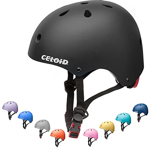 CELOID Kids Bike Helmet,Toddler Skateboard Helmets for Ages 5-8-9 Years Boys Girls,Adjustable Multi-Sport Bicycle Skateboarding Football Roller Skating Scooter Rollerblade Balance Bike Helmet,Black