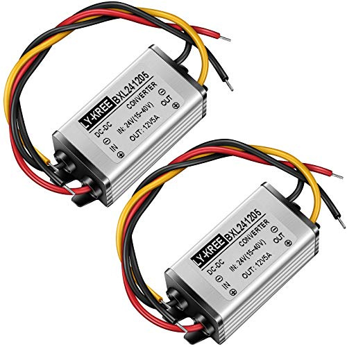 2 Pièces DC 24V à 12V Convertisseur Buck de Tension Alimentation 60W Adaptateur Réducteur Régulateur de Convertisseur pour Camion Véhicule Auto Voiture (Accepter Les Entrées DC15-40V)