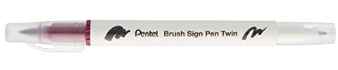Pentel Brush Sign Pen Twin SESW30C fiberpenna, 2 borstliknande spetsar, mörkröd (1 styck)
