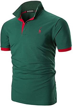 AIOIDI Polo de Golf para Hombre Manga Corta de Bordado Jirafa Camiseta de Algodón