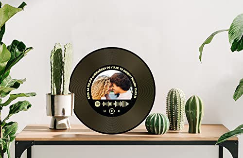 Oedim Disco Oro Metacrilato Música Spotify + Foto Personalizado, Fabricado en Metacrilato 4mm, 25 x 25 cm, Efecto Espejo, Regalo Original para San Valentín