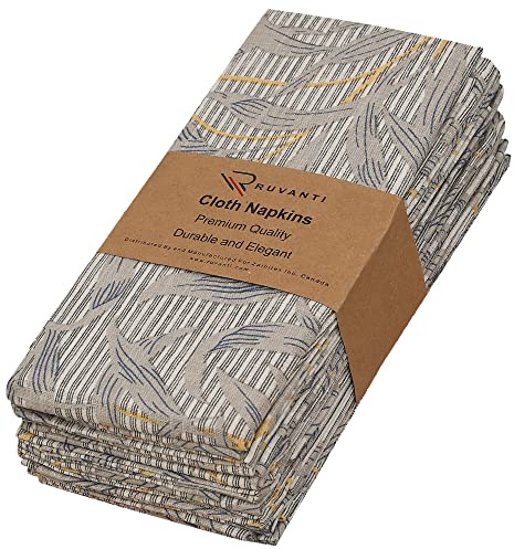 RUVANTI Stoffservietten, 100% Baumwolle, waschbare Servietten, weich, saugfähig, 6er-Set, 45,7 x 45,7 cm Baumwollservietten für Partys, Weihnachten, Thanksgiving, Hochzeiten, Dinner-Servietten