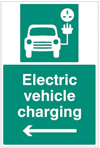 Electric vehicle charging point - left arrow (semi rigid pvc safety sign)