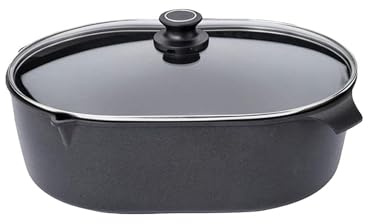 Set Original Gundel GUSS BRÄTER mit Glasdeckel Gigante, 41,5 x 28,5 cm, Höhe 13,5 cm, Gussbräter groß