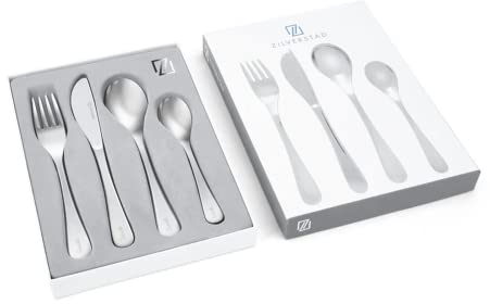 your surprise 4-teilige Kinderbesteck graviert mit Name - Wunderschöner hochglänzenden Kinderbesteck aus Edelstahl gravierte Gabel, Messer, Esslöffel und Dessertlöffel