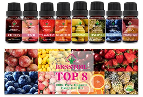 Set di oli essenziali di frutta, oli profumati di fragranza di frutta per diffusore, profumi di fabbricazione di candele di sapone, Mirtilli e fragole, pesca, anguria, ananas e altro ancora