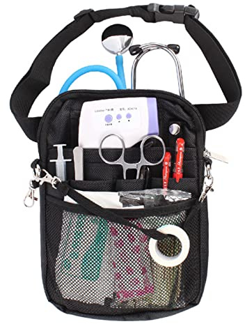 Krankenschwester Krankenpflege Taille Tasche, Gürteltasche für pens, Stethoscope, Thermometer, Scissors, Verstellbarem Gürtel Medizinische Werkzeugtasche (Schwarz)