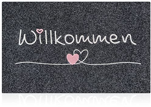 AAZZKANG Türmatte Außen Innen Willkommen Fußmatte mit Dauerhaft Anti-rutsch Gummi zurück Ultra absorbieren Schlamm Einfach zu säubern Haustür Eingangsmatte Grau