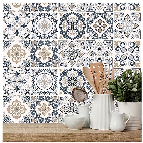 30Pcs Pavimento Adesivo,Liwein PVC Mattonelle Adesive Adesivi per Piastrelle Impermeabile Mattonelle Piastrelle Adesive Autoadesivi Mattonelle per Bagno e Cucina Piastrelle Adesive(20x20cm)