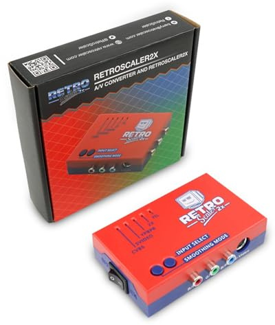 BITFUNX RetroScaler2x Convertisseur AV vers HDMI - Prend en charge 2 x Line Doubler, filtre et modes pass-through, adaptateur de jeu vidéo sans décalage, pour console