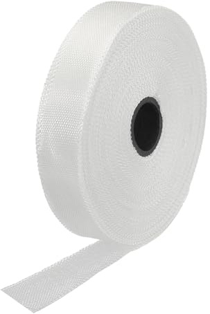 sourcing map Fiberglass Tape E Glass Fiber Fiberglass Mesh Glass Fiber Mesh Woven Fiberglass Fabrics Insulation Tape 50m(55 Yard) x15mmx0.1mm for Reinforcement Repair