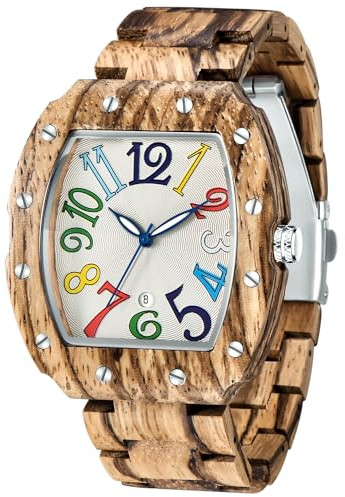 Tiong Herren Holzuhr Natürliche Bambus Holzuhren Analog Quarz Armbanduhr Verstellbar Holz Armband Leichte Holzuhr