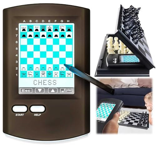 PLSGKF Scacchi Elettronici e Tradizionali, Set Portatile con Scacchiera Pieghevole, Scacchiera Elettronica Intelligente, Supporta 5 Lingue, Adatto a Tutti dai Principianti ai Grandi Maestri, Età 8+