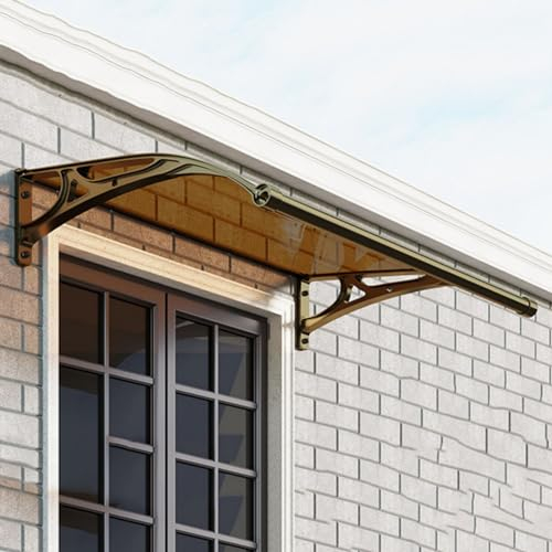 EingangstürTürdach Regenschutz aus Aluminium Champagner Ständer und Teal Polycarbonat Pultbogenvordach mit großem Waschbecken Überdachung Markise für Garage Balkon Fenster Haus (150 x 400cm)