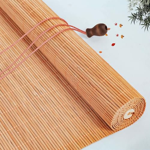 Bambusrollo Aussenbereich 50/60/70/90/100/120cm Breit,60% Lichtfilternde Rollo Bambus Für Fenster,Sonnenschutz Rollläden,Innenvorhänge Raffrollos,Bambus Jalousien Mit Heber,W×H-140×200cm(55*79in)