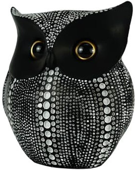 REOAO Eulen Skulptur für Zuhause,buchstütze Eule, Handgefertigte Eulen Figuren, Wohnzimmer Schlafzimmer Büro Dekoration, Tierskulpturen Handwerk Ornamente Geschenke, 11.5 * 7 * 14.5 cm (B)