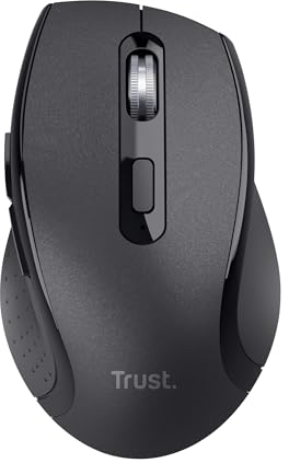 Trust Sura Maus Kabellos für Laptop/PC/Mac, 800-1200 DPI, 6 Tasten, 10 Meter Funkreichweite, Optischer Sensor, USB-Mikroempfänger, Funkmaus für Rechtshänder, Windows Dell MacBook, Schwarz