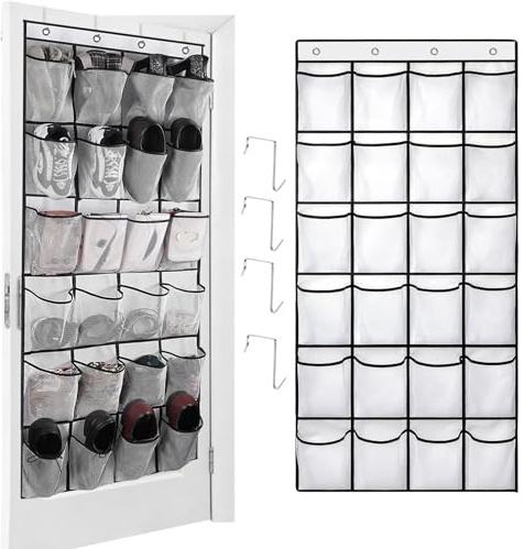 qimeyu Schuh Organizer Hängend,Schuhregal Tür Hängend,Schuhorganizer Hängends,Organizer über der Tür für Schuhe mit 24 Taschen,Multifunktionale Schuhregal Türs für Schlafzimmer Badezimmer