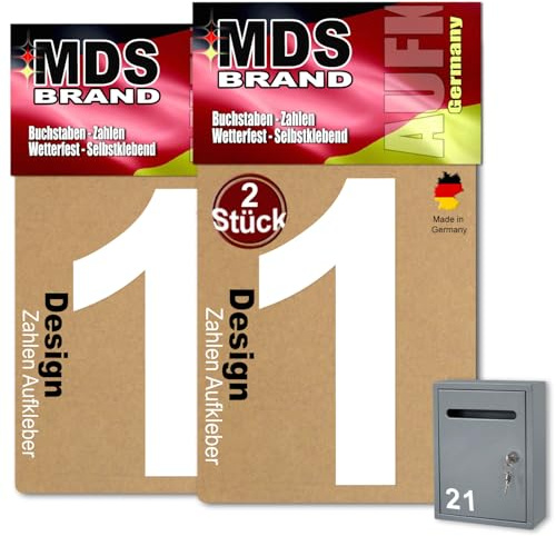 Prime Design 10cm Zahlen Aufkleber | Selbstklebende hausnummern zum aufkleben | Klebezahlen für Mülltonne, Briefkasten & Hausnummer | Optimal für Außen & Innen, klebeziffer sind Weiss (1, 10cm)